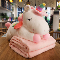 卡通汽车抱枕被子两用多功能午睡枕头空调毯子珊瑚绒个性可爱靠垫