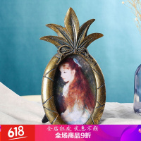 相框摆台创意美式复古菠萝相框带打印照片6寸创意摆台卧室工艺摆件像框架个性