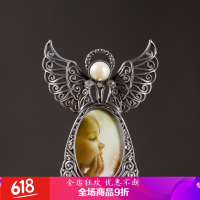 相框摆台创意3寸金属相框 镶钻镶珠镂空暗纹相架 天使之翼摆台摆件01