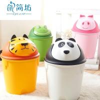 动物垃圾桶儿童房间翻盖圆形垃圾桶卡通儿童纸篓玩具桶可爱耐摔桶
