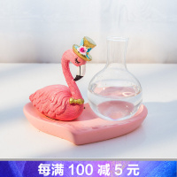 创意摆件花瓶火烈鸟水培小清新植物透明玻璃客厅插花绿萝桌面装饰