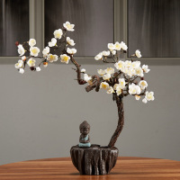 仿真梅花腊梅套装摆件中式假花插花陶瓷客厅玄关茶几禅意花艺装饰