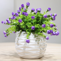 仿真花艺陶瓷花盆玫瑰小花苞套装家居饰品摆件桌面花艺
