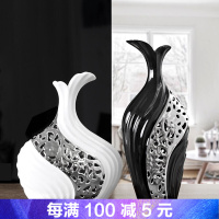 创意摆件花瓶家居饰品现代简约客厅装饰花器结婚黑白镀银