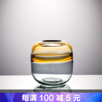 圆形玻璃花瓶彩色 拼色收口瓶 水养富贵竹装饰器皿客厅家居饰品