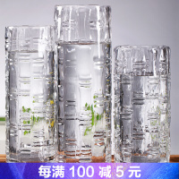 圆形玻璃花瓶透明高款养龙竹插富贵竹广口大口径圆柱直筒家用