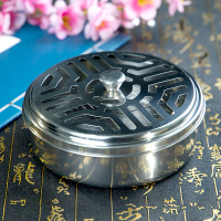 2019新款大号不锈钢蚊香盘蚊香托盘蚊香架 创意家用带盖防火蚊香盒接灰盘