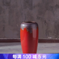 欧式花瓶落地陶瓷大红色干花现代简约中式客厅插花摆件