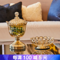 欧式花瓶三件套饰品套装室内金属透明玻璃水果盘客厅插花