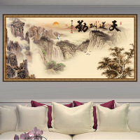 墙纸贴墙纸装饰画3d无框书法墙贴画墙纸画客厅背景玄关背胶贴画