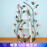花藤装饰仿真玫瑰花塑料绢蔓客厅室内水管道空调假条墙面壁挂