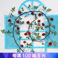 花藤装饰仿真玫瑰花塑料绢蔓室内客厅水管道空调墙面壁挂假条