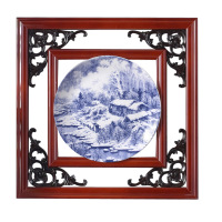 新中式青花瓷壁饰壁挂装饰创意客厅玄关茶楼过道走廊立体墙壁挂件