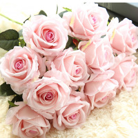 2018新款干花花束单支仿真玫瑰花假花套装客厅餐桌装饰花干花花束摆件摆设花艺