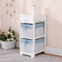 实木夹角25cm小床头柜藤编抽屉收纳柜夹缝柜卫生间窄柜子侧边斗柜