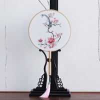 古风扇子女圆扇中国风宫扇木柄汉服舞蹈扇古典中式团扇 汉服舞蹈