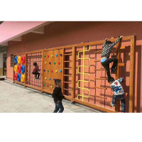 卡里鳄游戏八面攀爬架户外娱乐爬架攀爬架KLE—PJ724专业木质儿童游乐木桥支架平衡木架花梨木攀爬游乐木架