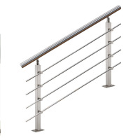 卡里鳄304不锈钢扶手栏杆不锈钢阳台立柱杆方管穿圆杆楼梯扶手围栏围栏杆安全扶手KLE—AFS022