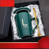 情侣陶瓷马克杯带盖勺潮流男女家用喝水杯子个性牛奶咖啡茶杯