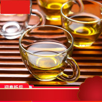 ybe耐热家用透明玻璃小茶杯创意功夫茶具加厚带把6只套装