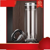 利高档双层隔热玻璃杯茶杯办公礼品车载男女士水杯商务