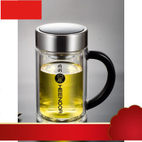 玻璃杯双层隔热加厚 家用茶杯办公杯带把 男女办公室带把水杯