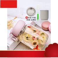 玻璃水杯女玻璃杯便携学生随手杯韩国清新可爱耐热花茶茶杯子