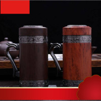 2018新款木纹紫砂杯带手柄男士商务办公杯定制广告礼品茶杯