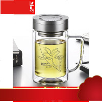 玻璃杯双层便携带把手办公杯子玻璃水杯男女大容量家用泡茶杯