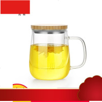 绿茶杯玻璃茶杯过滤带把泡茶杯家用透明玻璃杯子办公室花茶杯