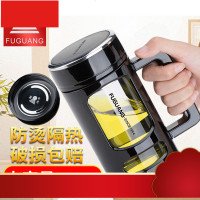 玻璃杯便携水杯家用办公杯带盖过滤网大容量杯子男女耐热茶杯