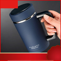 保温杯男女办公室商务泡茶杯带把手柄不锈钢家用便携水杯刻字