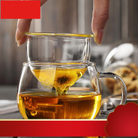 尼玻璃茶杯茶水分离花茶泡茶杯过滤带把盖喝茶杯子女可爱水杯