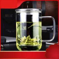分离玻璃杯男办公室大容量泡茶杯子透明带把过滤水杯家用茶杯