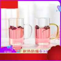 玻璃杯无铅圆形透明泡茶杯直身牛奶水杯子带手把早餐杯家用
