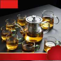 格家用耐热玻璃茶具套装过滤花茶壶茶杯竹托盘茶盘整套泡茶器