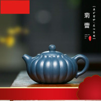 绿泥菊蕾紫砂壶曹志刚全手工制筋纹茶壶