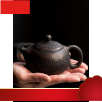 建水紫陶茶壶创意手工跳刀纹大容量陶瓷家用大号单壶功夫茶具