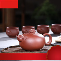 壶厂家原矿紫泥纯手工制壶金猪纳福茶具礼品定制刻字