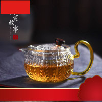 故事泡茶壶玻璃小茶壶茶水分离耐高温锤纹小花茶壶茶具套装