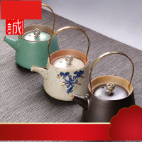 茶壶提梁壶陶瓷复古泡茶器家用铜把单壶茶水壶日式功夫茶具