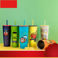 NISO漫威卡通系列冰杯子创意个性潮流学生防摔吸管杯夏