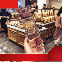 磨砂方形塑料杯便携男女学生随手杯创意潮流运动健身网红水杯