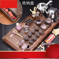 整套紫砂茶具家用实木茶盘茶海茶台茶海托盘茶壶自动上水四合一电热炉套装[原+实木余年+紫砂+电器]