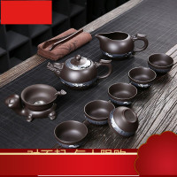 茶具套装家用小套功夫茶杯泡茶紫砂茶壶简约喝茶办公室用简易黑檀木茶具配件茶道六君子