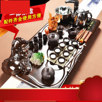 整套茶具套装茶壶杯紫砂功夫茶具科技木茶盘整块电茶炉加水 压板马到成功圣龙紫砂电热炉套装