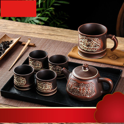 仿古紫砂功夫茶具茶壶大容量现代简约个人茶杯家用办公茶盘套