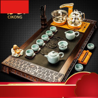 茶具套装黑檀木乌金石茶盘茶托紫砂功夫茶具汝窑茶杯茶壶家用茶台全自动四合一电器电茶炉