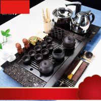 紫砂陶瓷功夫茶具套装家用茶杯简约实木小茶盘茶台整套茶托盘