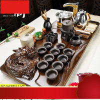 玻璃功夫茶具套装实木茶盘茶台全自动四合一家用紫砂茶壶茶杯